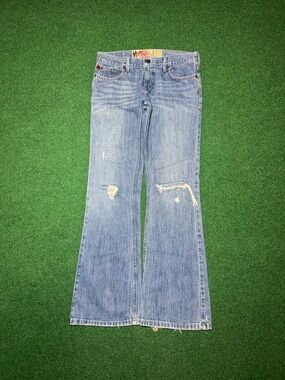 Hollister Flare Distressed Womens 9r 32x32 Vintage Y2K 90s Grunge Hip Hop Jeans